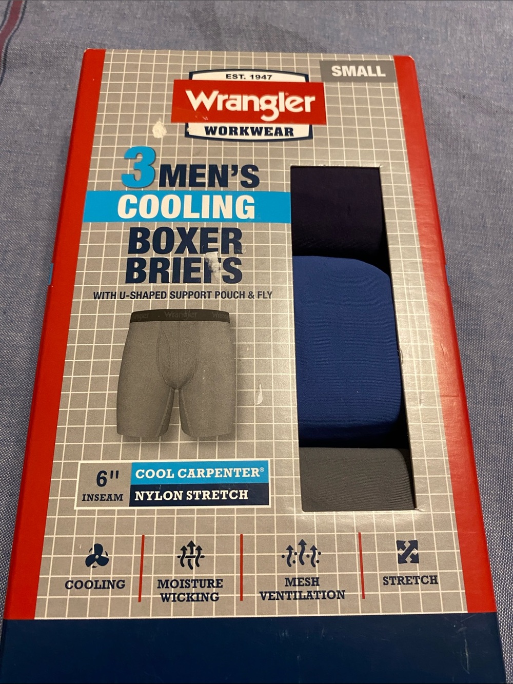 Wrangler Boxer Briefs 3-Pack in Navy, Blue & Gray